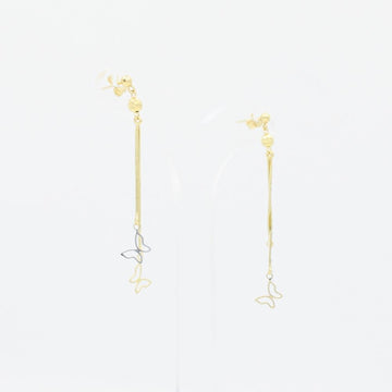 Arete Largo de Oro 14k con Silueta de Mariposas Brillantes mod. 1162