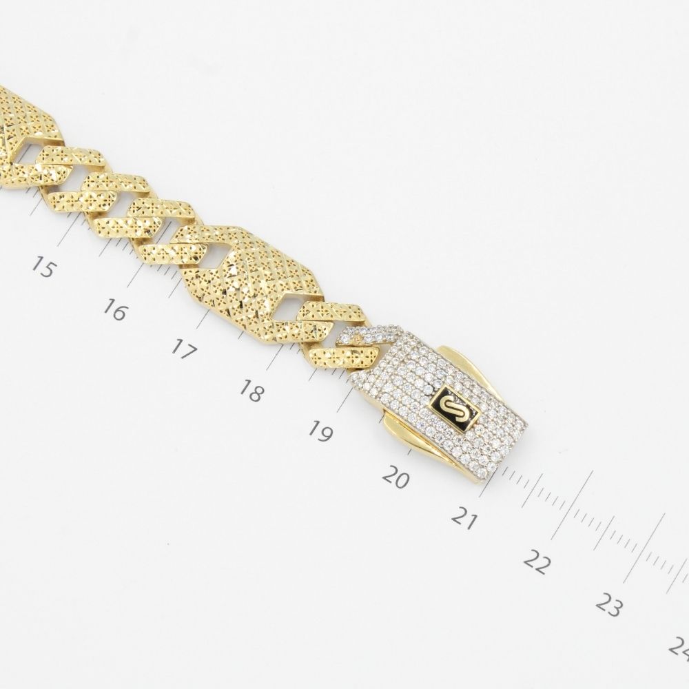 Pulsera Mónaco Chain 14k Modelo Classic Flex Shade Hueco con Broche Pavé mod. 8885