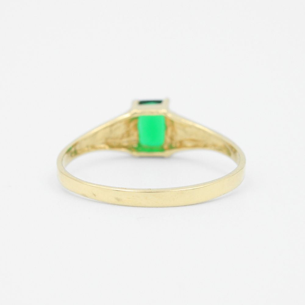 Anillo de Oro 14k con Zirconia Color Verde Esmeralda mod. 9184