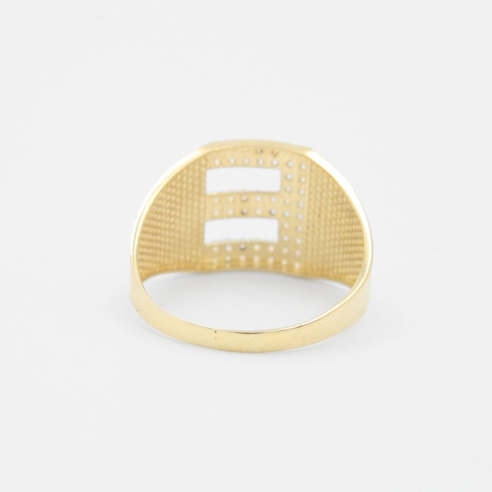 Anillo de Oro 14k con Letra E Incrustada con Zirconias mod. 8807