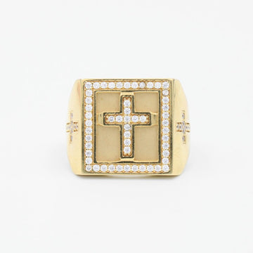 Anillo de Oro 14k Diseño Cruz con Incrustación de Zirconias mod. 1608