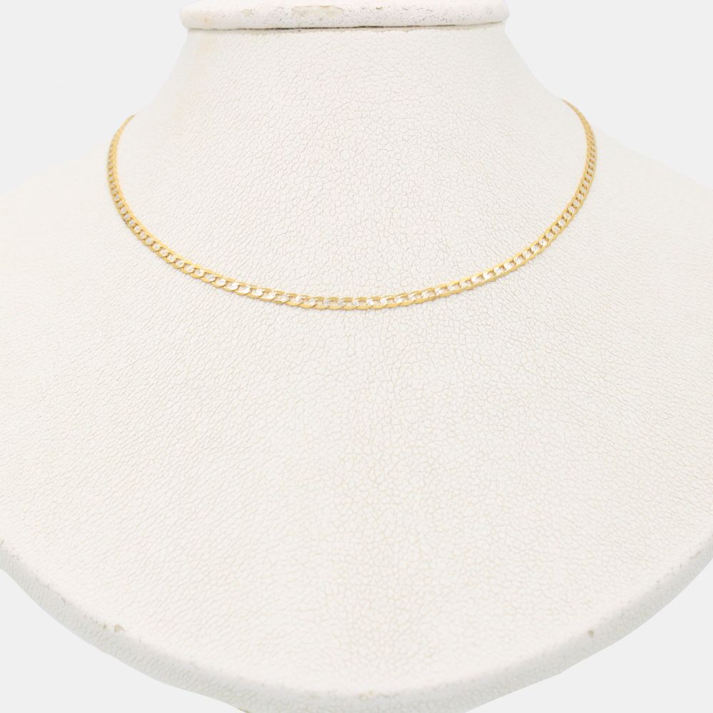 Cadena de Oro 14k Tejido Barbado Sólido con Diamantado Blanco mod. 8930
