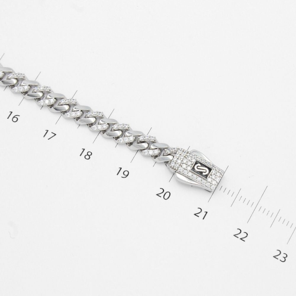 Pulsera Mónaco Chain 14k Modelo Fígaro de Broche Pavé con Incrustación de Swarovski mod. 9647