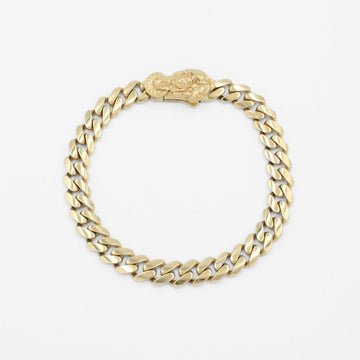 Pulsera de Oro 14k Tejido Barbado Hueco con Broche Especial de San Judas mod. 9742