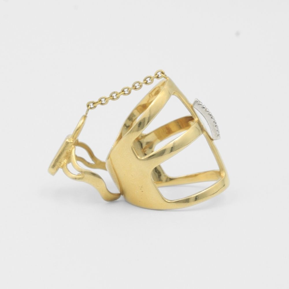 Anillo de Oro 14k con Zirconias y Aro Ajustable para Parte Superior mod. 8053
