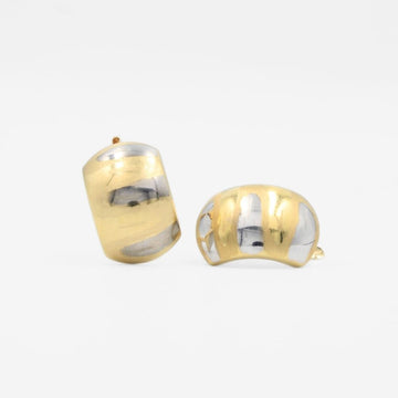 Arete con Broche Patente de Oro 14k Modelo Piel de Tigre Bicolor mod. 9107