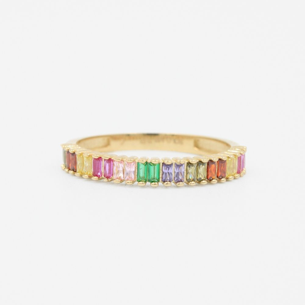Anillo de Oro 14k Estilo Churumbela con Zirconias de Colores Chico mod. 9251