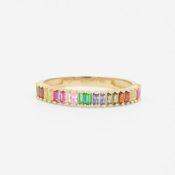 Anillo de Oro 14k Estilo Churumbela con Zirconias de Colores Chico mod. 9251