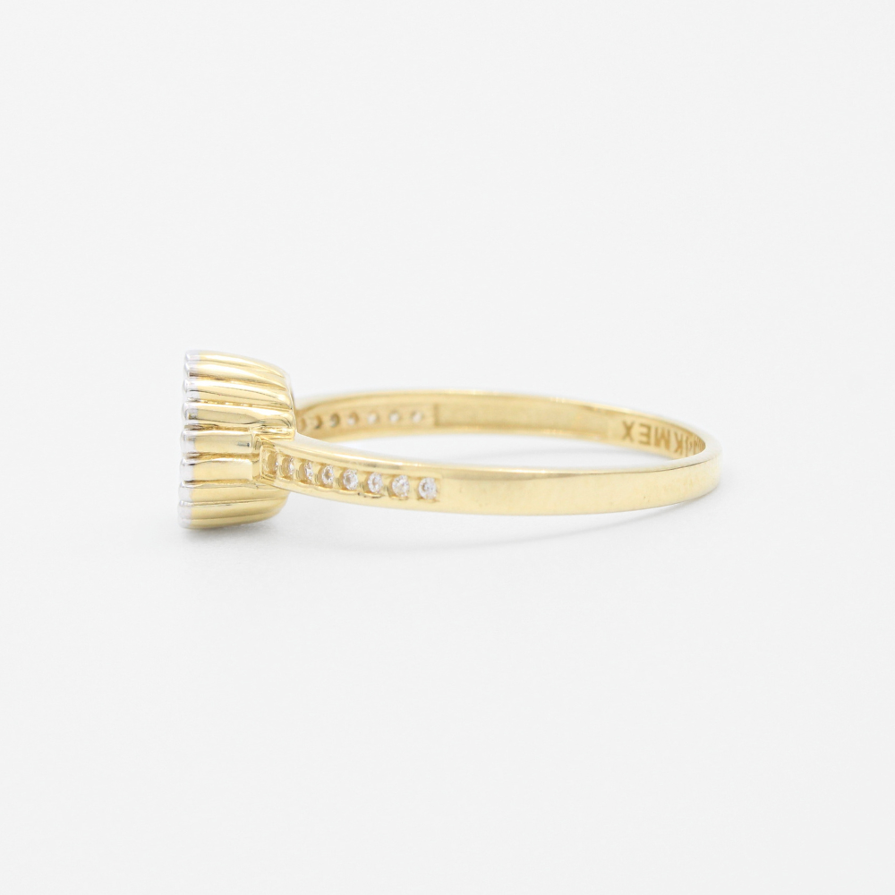 Anillo de Compromiso en Oro 14k con Zirconia en Bisel de Esferas Blancas mod. 9419