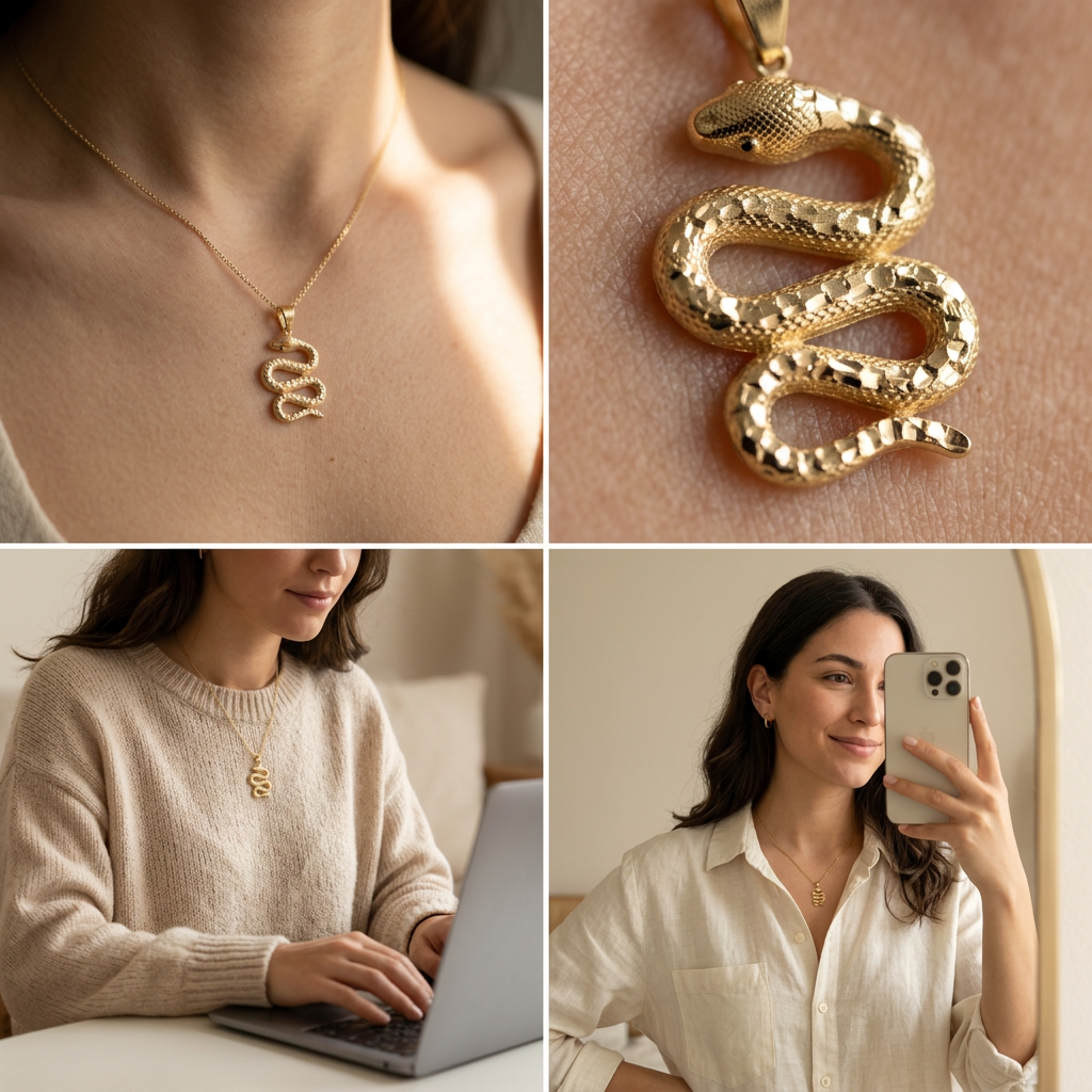 Dije de Oro 14k Serpiente Diseño Diamantado mod. 11225