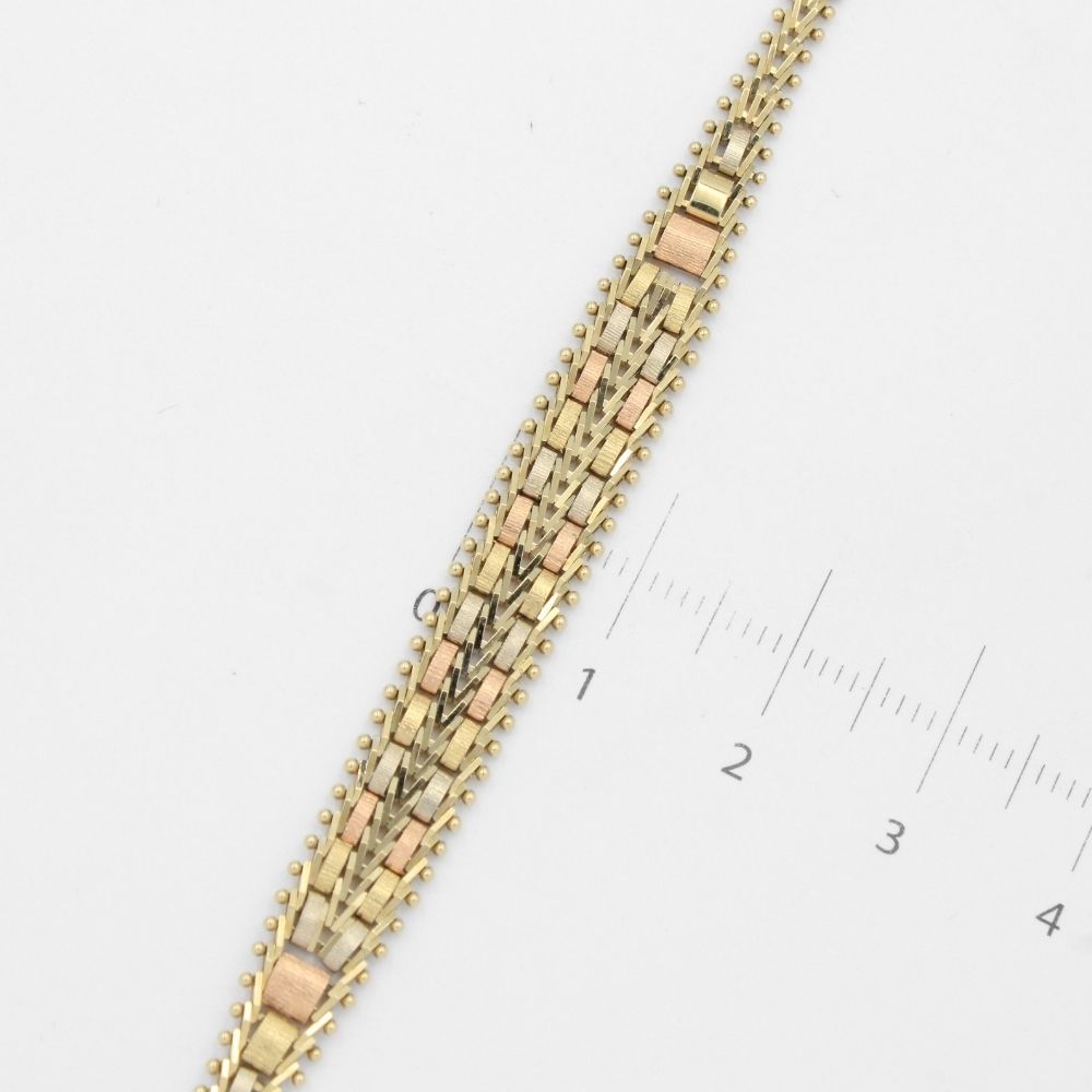Pulsera de Oro Florentino 14k con Diseño de Petatillo mod. 9621