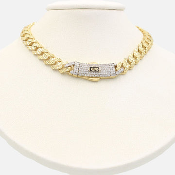Cadena Monaco Chain 14k Modelo Classic Flex Hueco con Broche Pavé mod.9022