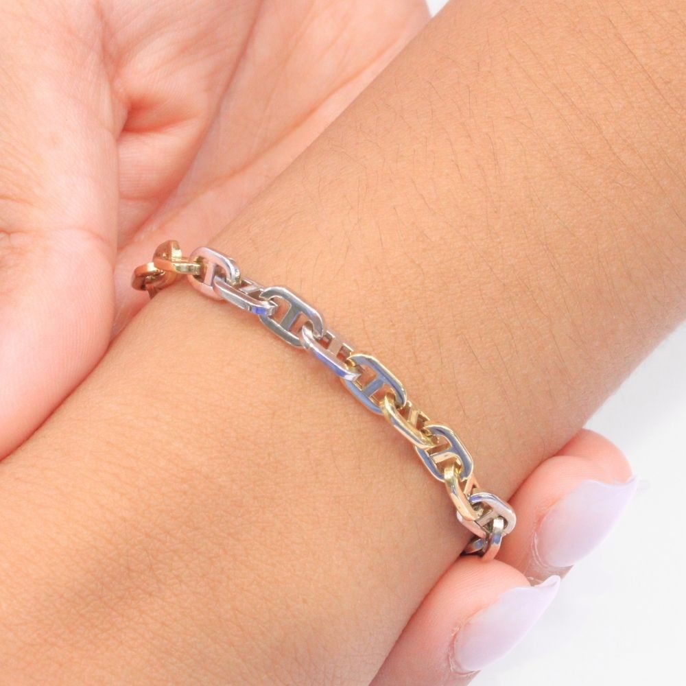 Pulsera de Oro 14k  en Tedijo de Ancla mod. 9009