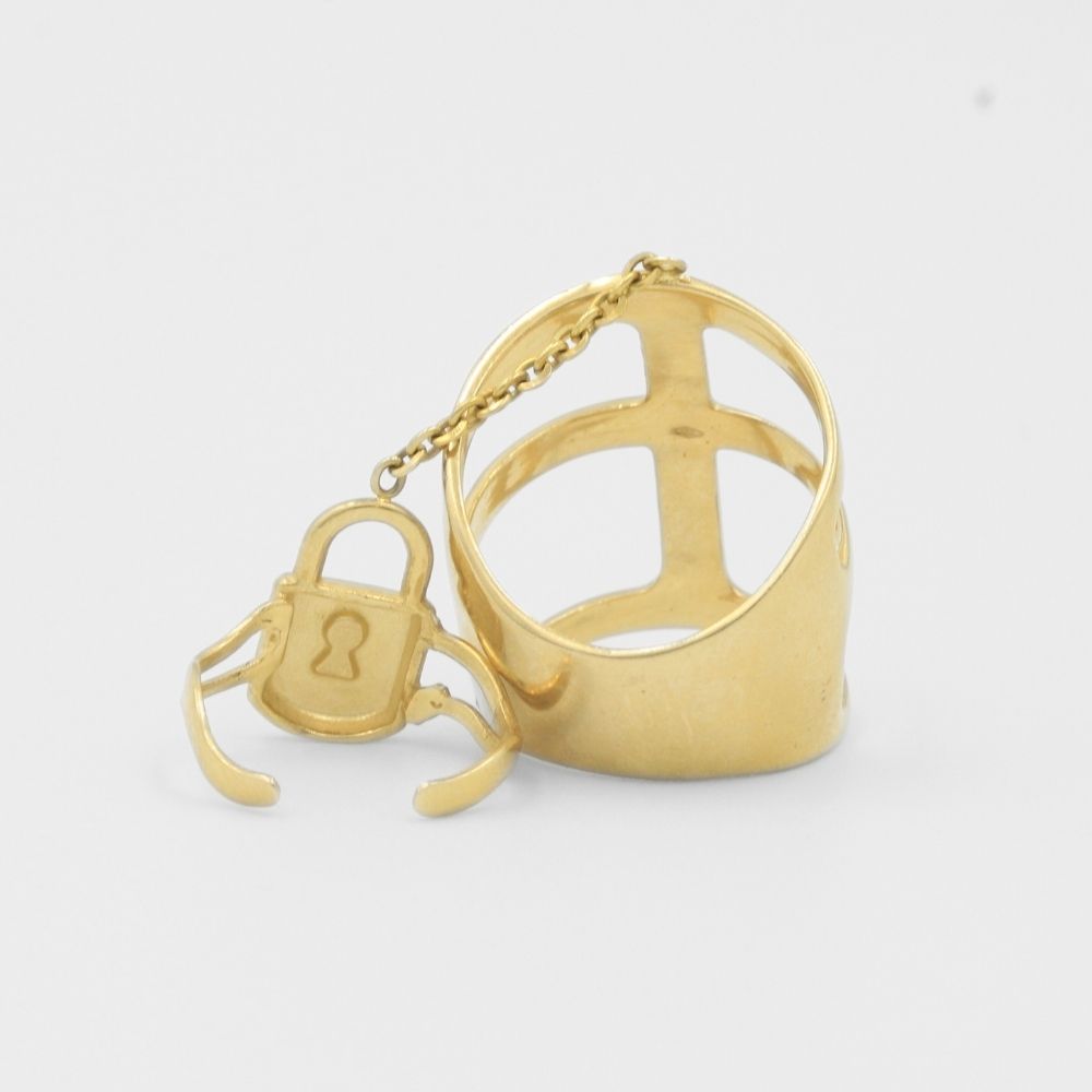 Anillo de Oro 14k con Zirconias y Aro Ajustable para Parte Superior mod. 8053