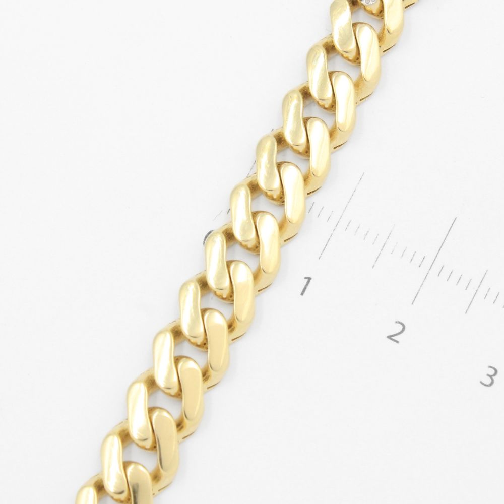 Pulsera Mónaco Chain 14k Modelo Edge Hueco con Broche Pavé mod. 9508