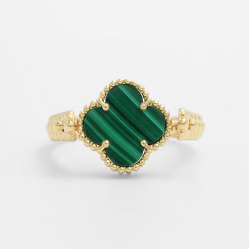 Anillo de Oro 14k Trébol Especial Giratorio con Malaquita y Zirconia mod. 9665