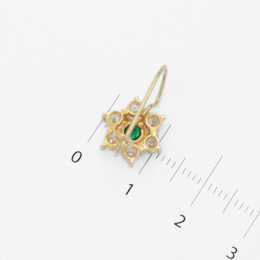 Arete con Broche Arillo de Oro 14k con Diseño Estrella Incrustado con Zirconia Verde mod. 9762
