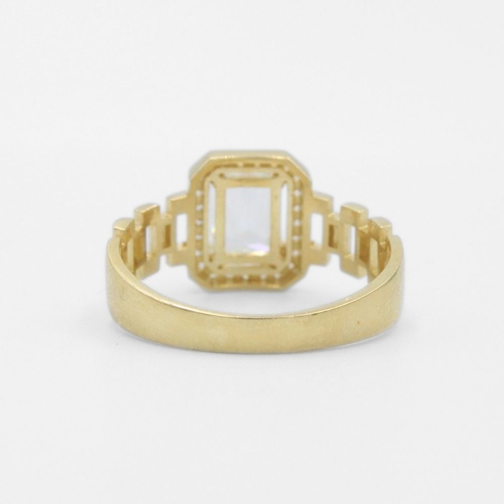 Anillo de Oro 14k Diseño Especial con Zirconias de Corte Fino mod. 9729