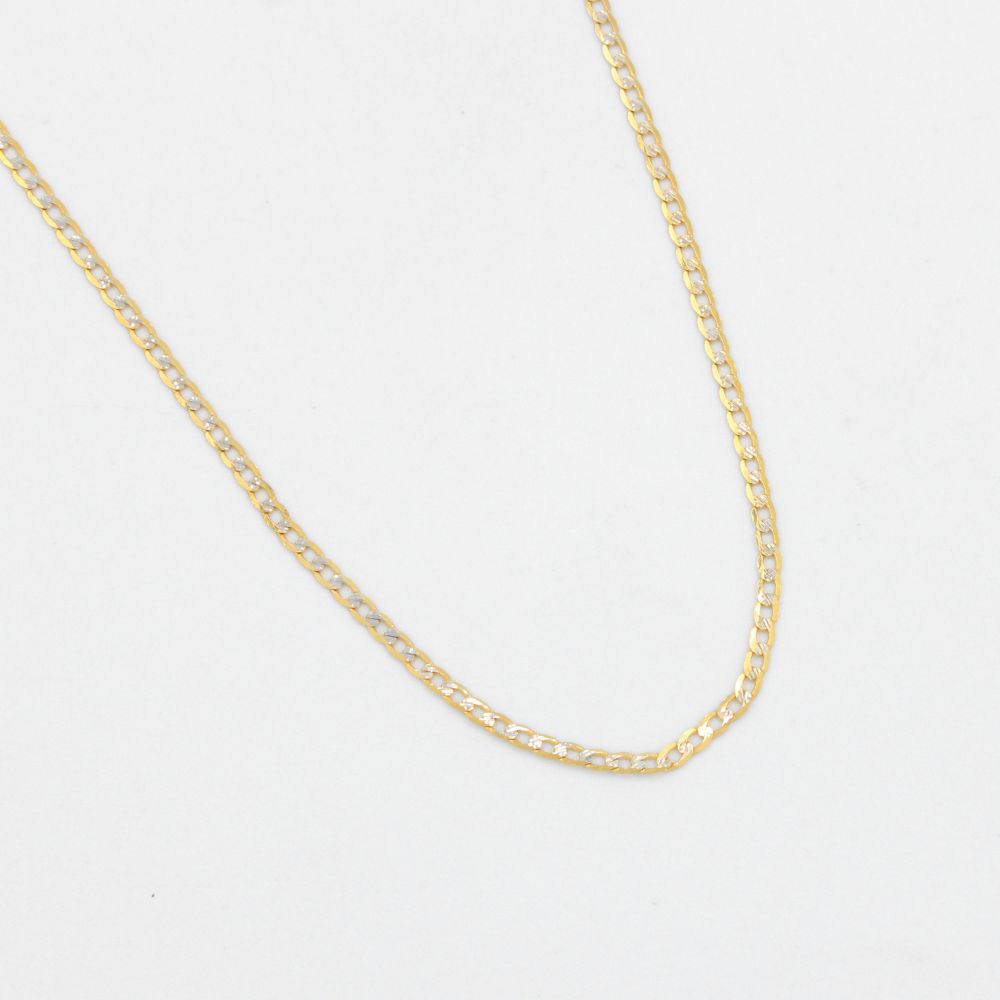 Cadena de Oro 14k Tejido Barbado Sólido con Diamantado Blanco mod. 8930