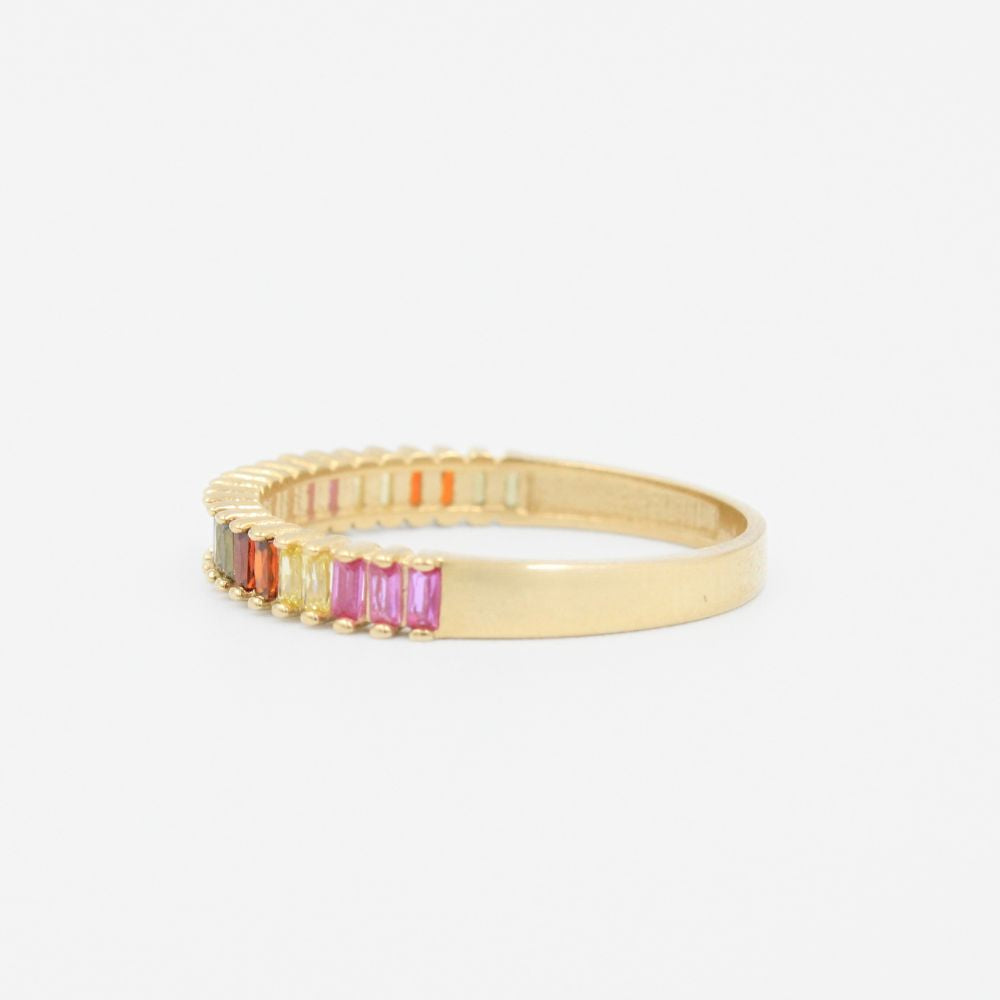 Anillo de Oro 14k Estilo Churumbela con Zirconias de Colores Chico mod. 9251