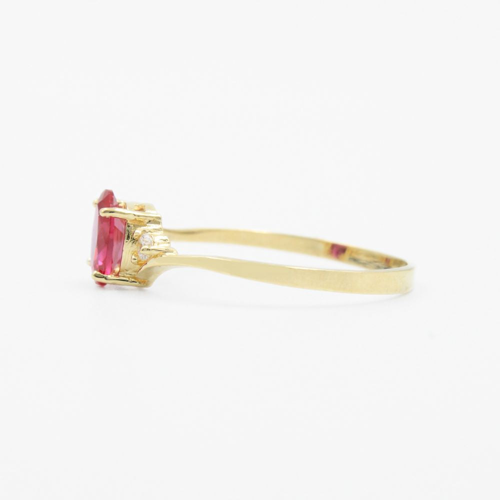 Anillo de Oro 14k Oval con Zirconia Rosa mod. 9171