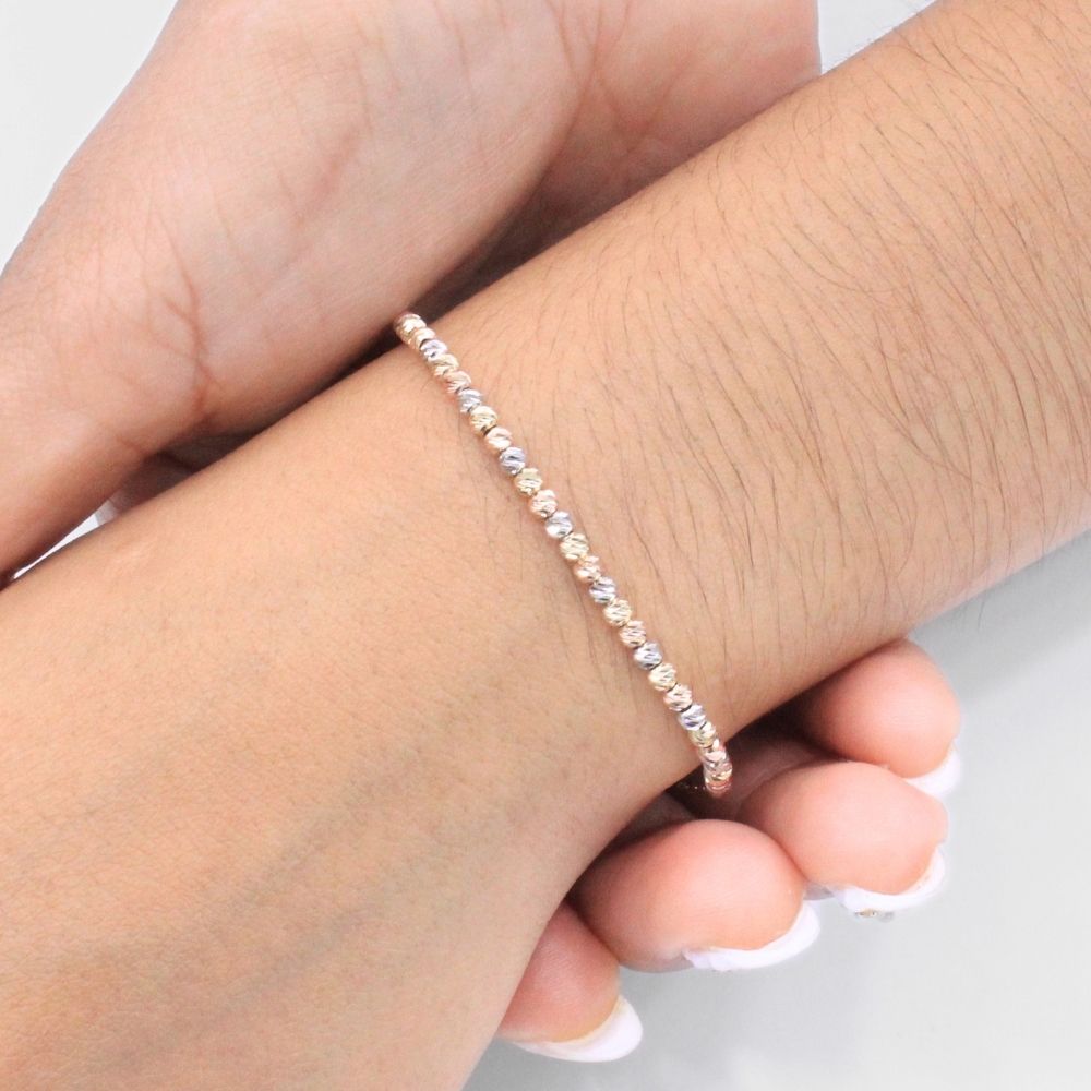 Pulsera de Oro 14k Diseño de Esferas Diamantadas mod. 9321