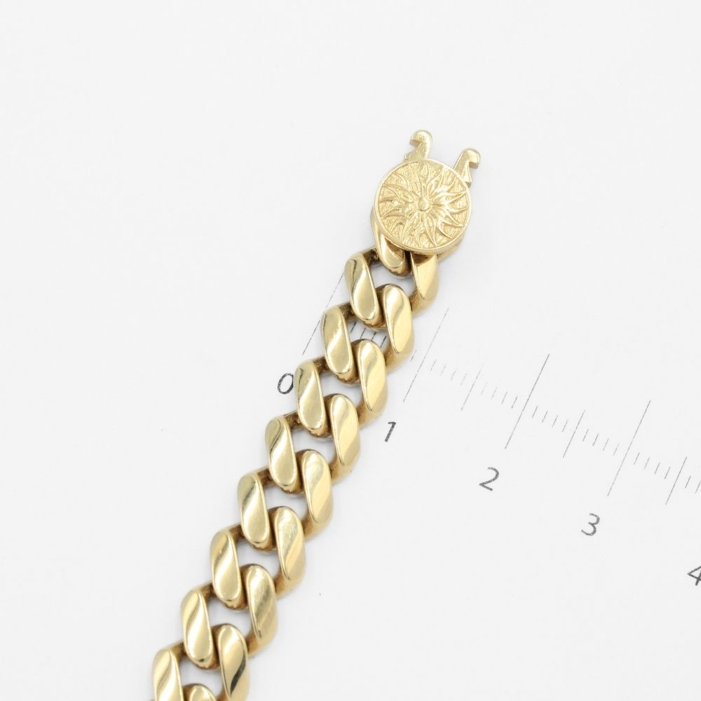 Pulsera de Oro 14k Tejido Barbado Hueco con Broche Especial de San Judas mod. 9742