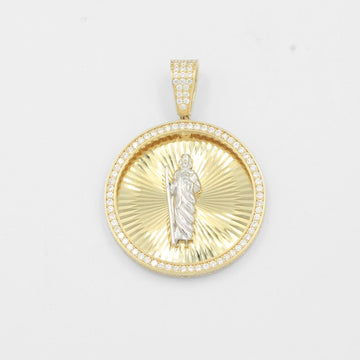Dije de Oro 14k Medallón de San Judas en Diamantado con Zirconias mod. 7870