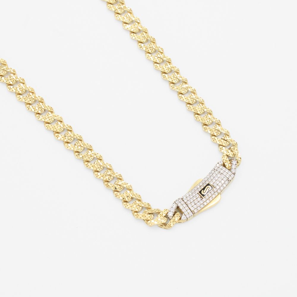 Cadena Monaco Chain 14k Modelo Classic Flex Hueco con Broche Pavé mod.9022