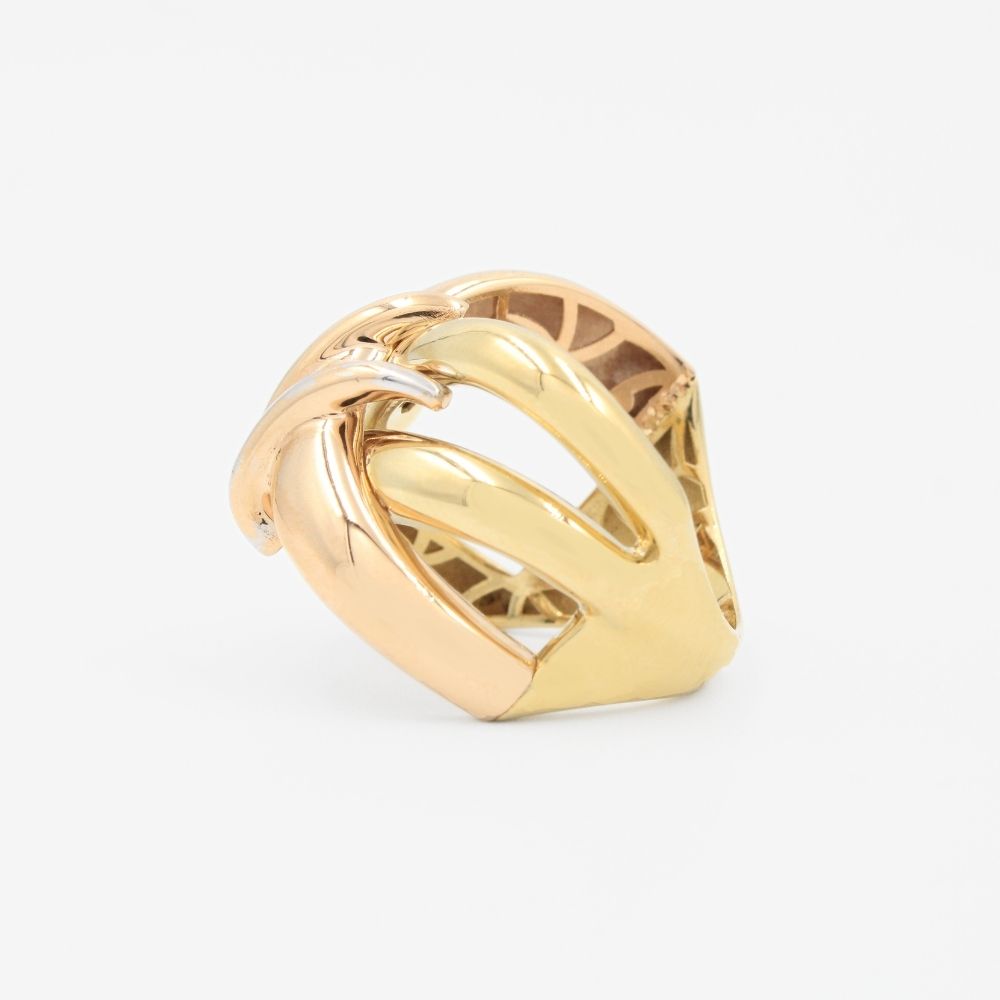 Anillo de Oro 14k Hueco Estilo Chunky de Diseño Enlazado mod. 9074