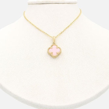 Gargantilla de Oro 14k Trébol de Jaspe Rosa mod. 9564
