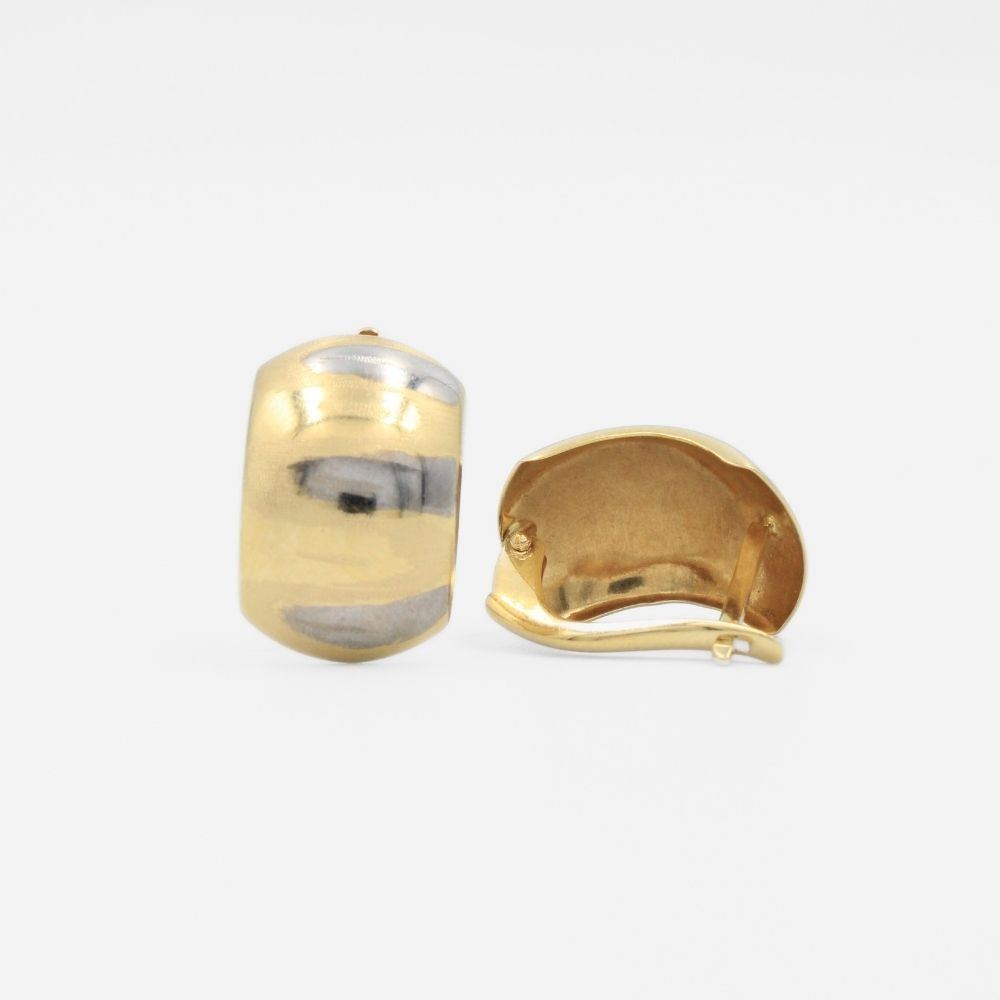 Arete con Broche Patente de Oro 14k Modelo Piel de Tigre Bicolor mod. 9107