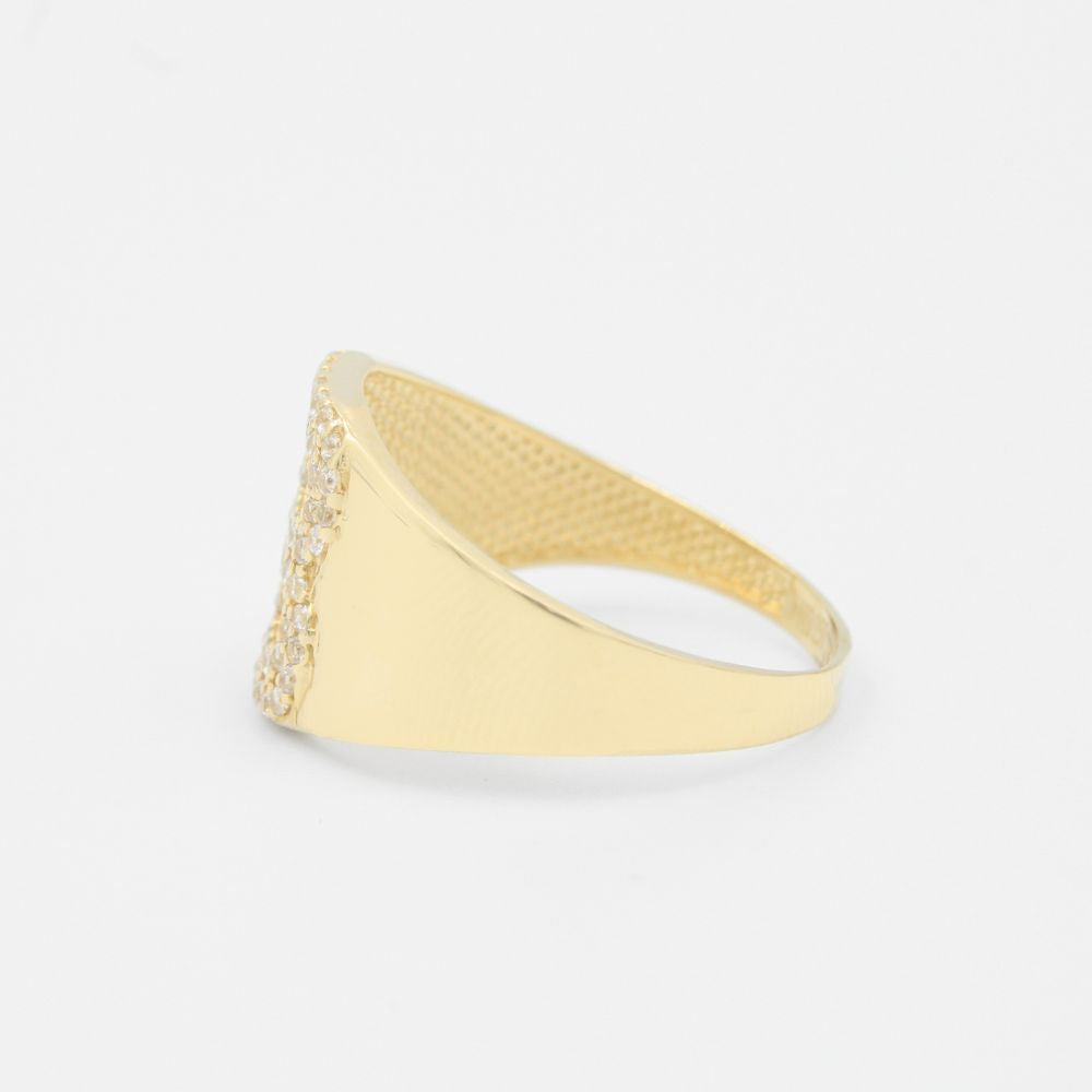 Anillo de Oro 14k con Letra B Incrustada con Zirconias mod. 8808