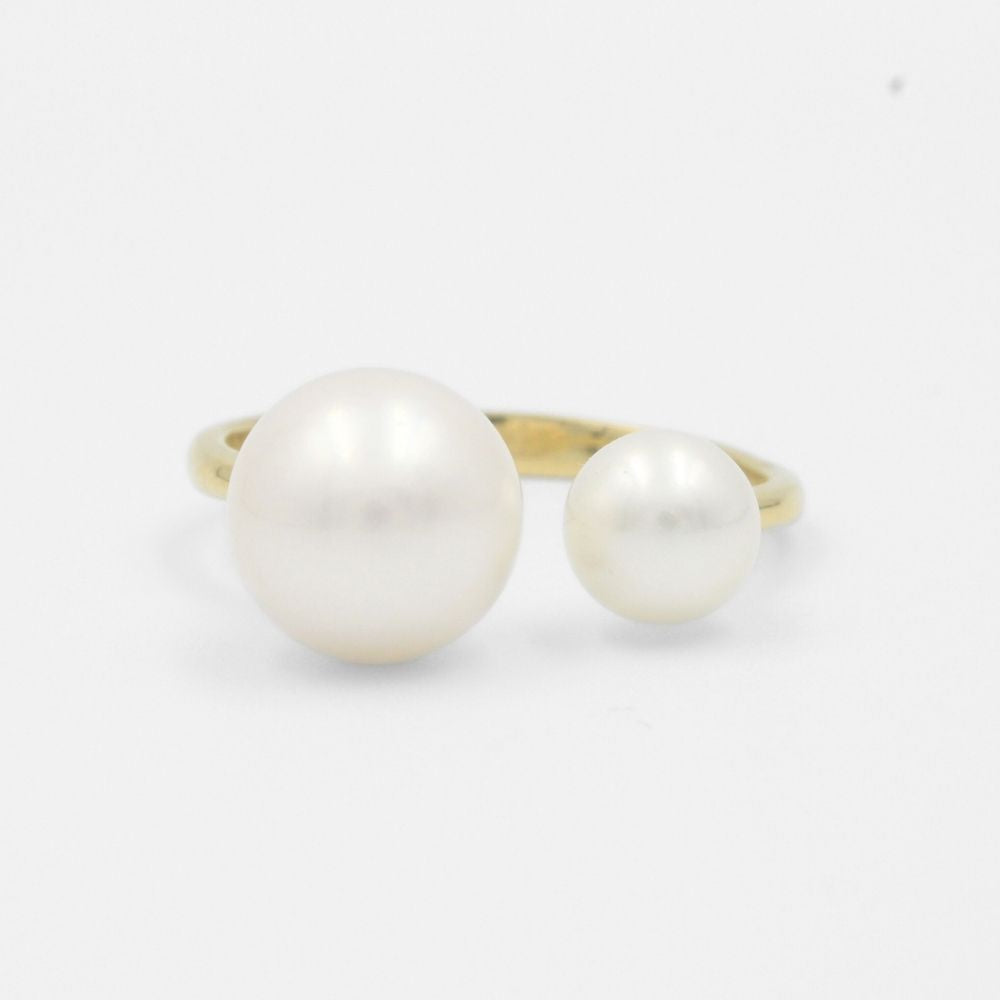 Anillo de Oro 14k de Diseño Abierto con Perlas Naturales mod. 7721