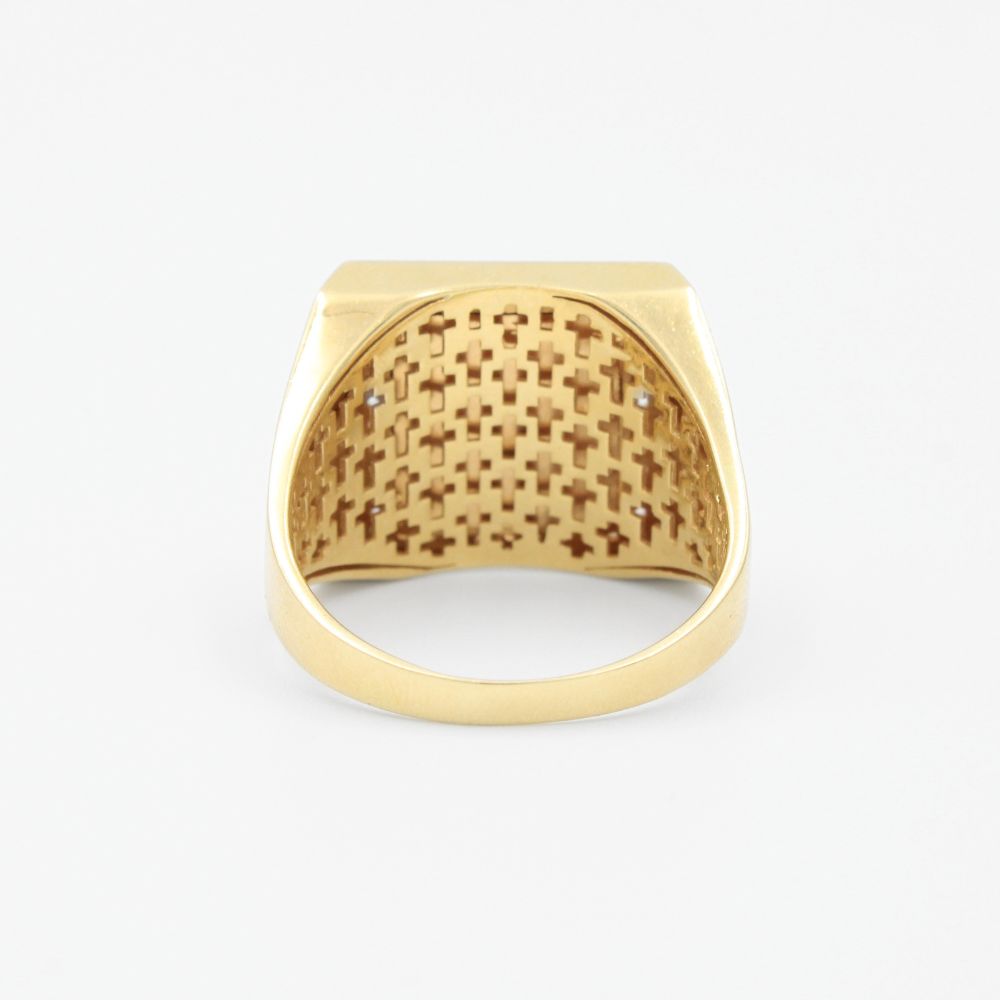 Anillo de Oro 14k Diseño Cruz con Incrustación de Zirconias mod. 1608