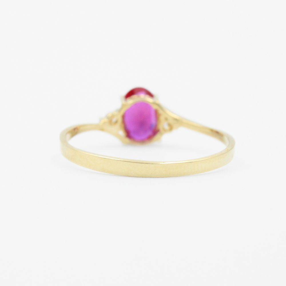 Anillo de Oro 14k Oval con Zirconia Rosa mod. 9171