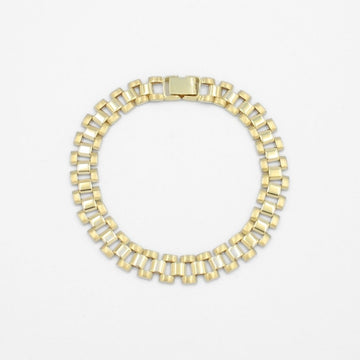 Pulsera de Oro 14k Tejido Ensamblado Hueco con Detalles en Tono Mate mod. 9804