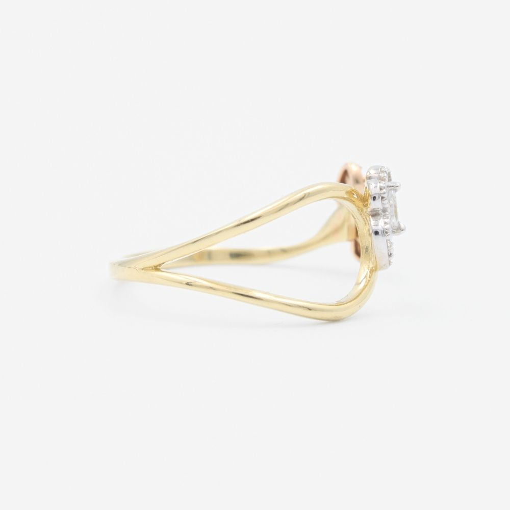 Anillo de Oro 14k Diseño de Estilo Abierto con Mariposas Incrustadas con Zirconias mod. 9275