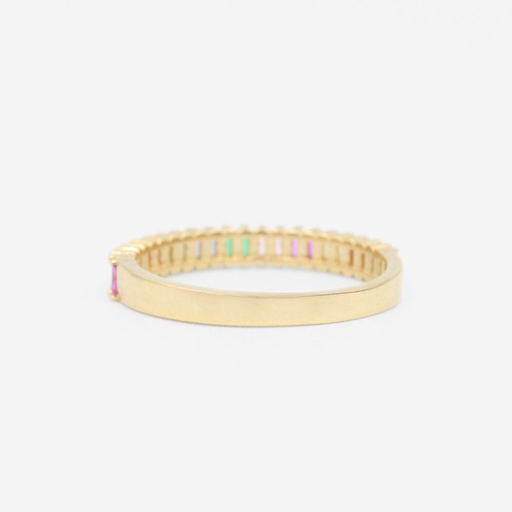 Anillo de Oro 14k Estilo Churumbela con Zirconias de Colores Chico mod. 9251