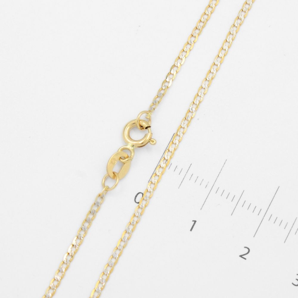 Cadena de Oro 14k Tejido Barbado Sólido con Diamantado Blanco mod. 8930