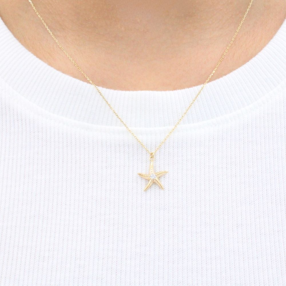 Gargantilla de Oro 14k Estrella de Mar con Centro de Zirconia mod. 9337