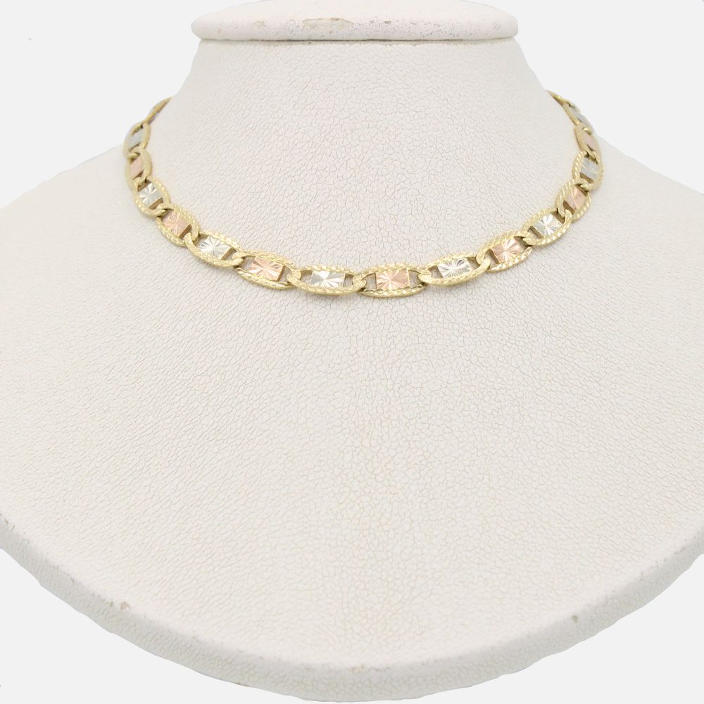 Cadena de Oro 14k Tejido Navaja con Marco Diamantado Especial mod. 8880