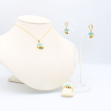 Coordinado de Oro 14k Diseño de Abeja con Zirconias mod. 8978