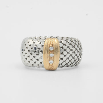 Anillo de Oro 14k Especial con Estructura Moldeable de Placas Finas y Centro con Zirconias mod. 8085
