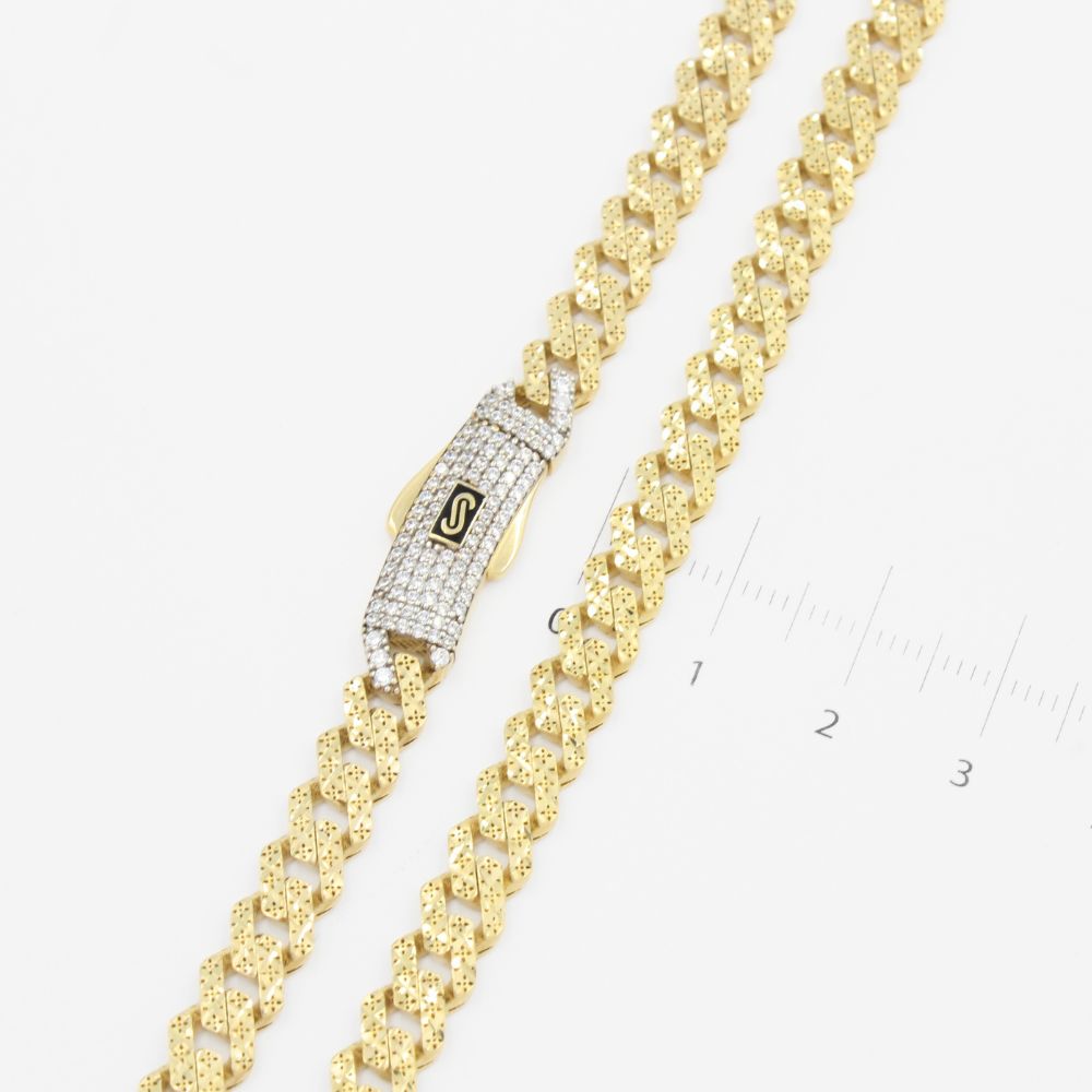 Cadena Monaco Chain 14k Modelo Classic Flex Hueco con Broche Pavé mod.9022