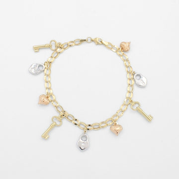 Pulsera de Oro 14k Diseño Fino y Brillante con Charms Lovely mod. 9692