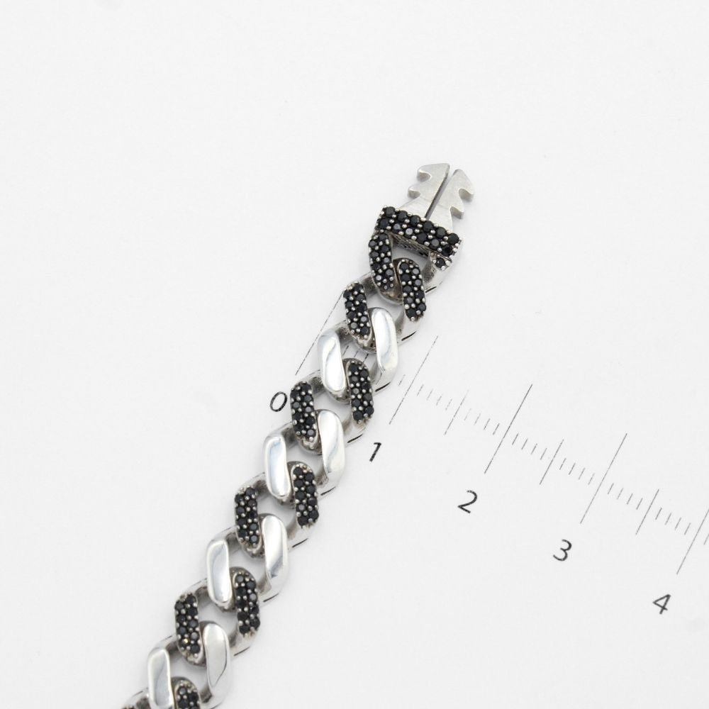 Pulsera Mónaco Chain 14k Modelo Edge de Broche Pavé con Incrustación Alt. de Swarovski Oscuoi mod. 9648
