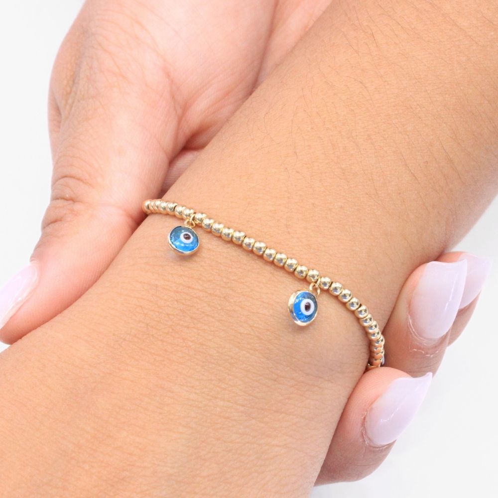 Pulsera de Oro 14k con Ojos Turcos mod. 9010