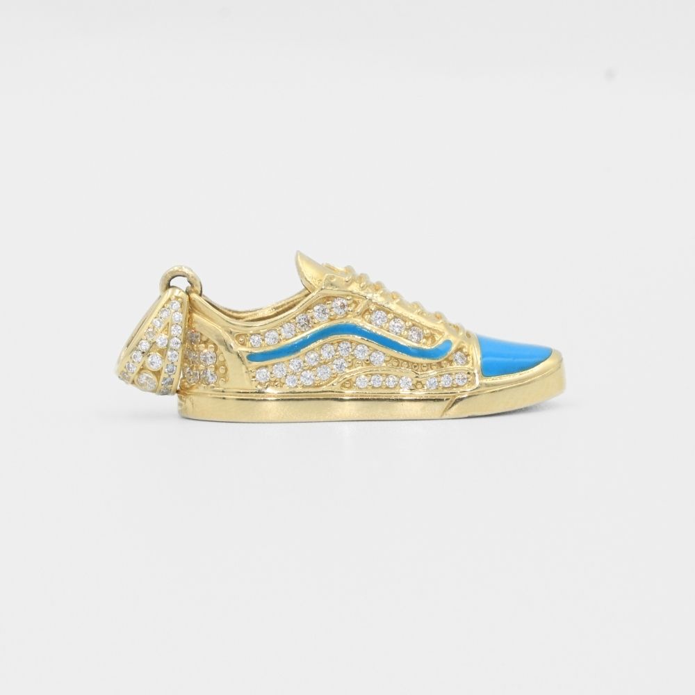 Dije de Oro 14k Tenis con Esmalta Color Turquesa y Zirconias Finas mod. 7907