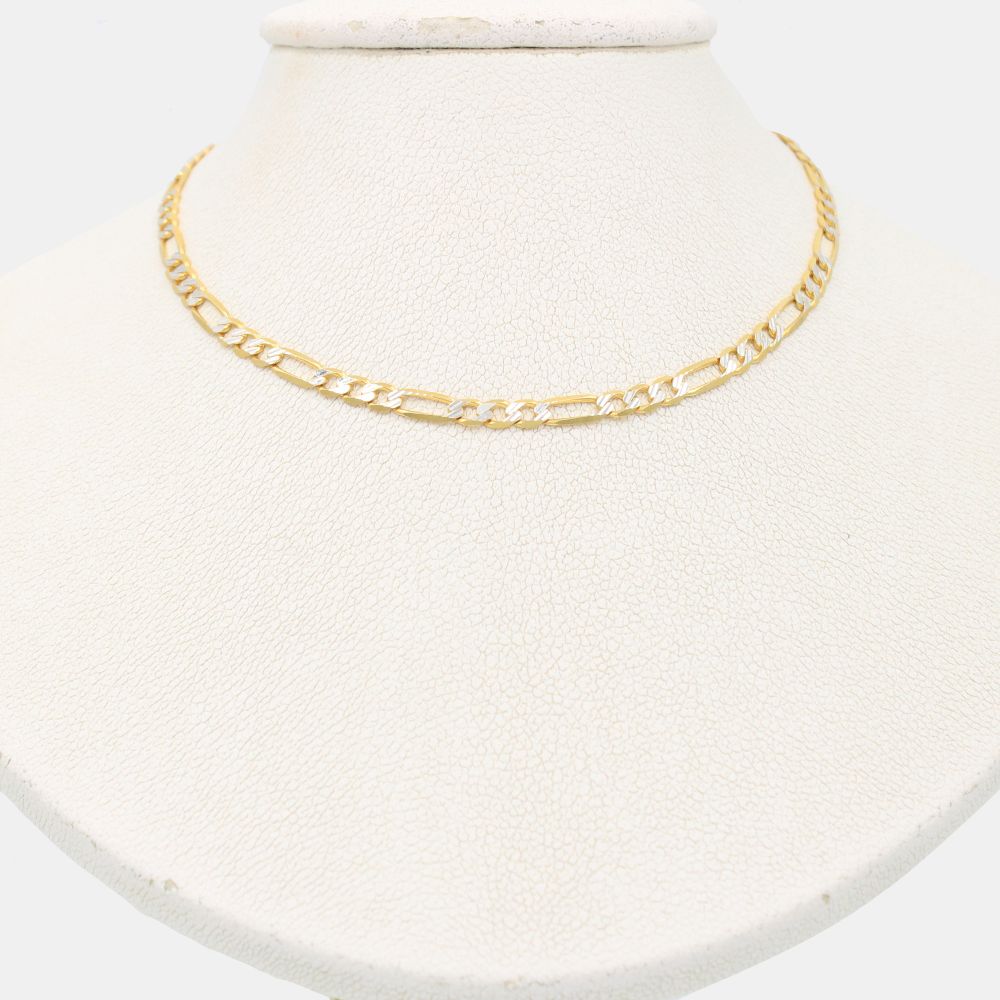 Cadena de Oro 14k Tejido 3x1 con Diamantado Blanco de Diseñó Sólido mod. 8931